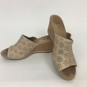 Clark Helio Corridor Perforated Leather Wedge 9